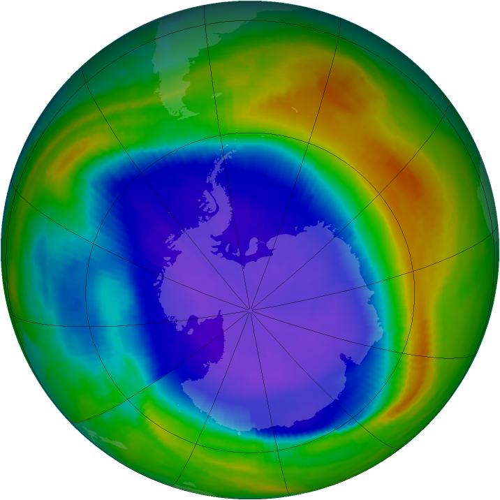 Antarctic ozone map for 20 September 1999